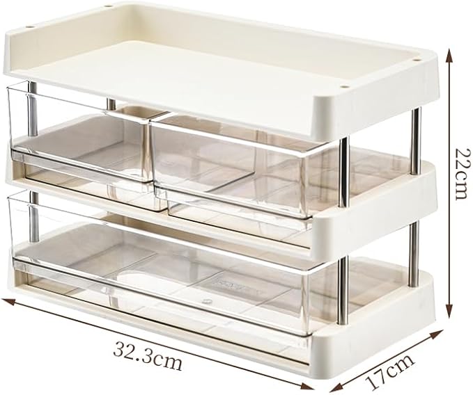 3-Tier Tea Storage Organizer, Clear Acrylic Drawers, Kitchen Counter Display Box, 12.7 x 22 x 32.3 inches (3-layer)