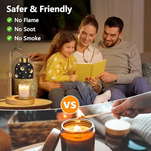 Candle Warmer Lamp with 2 Bulbs, with Dimmer Adjustable Height,Mothers Day Gifts,Vintage Home Decor,2/4/8H Timer