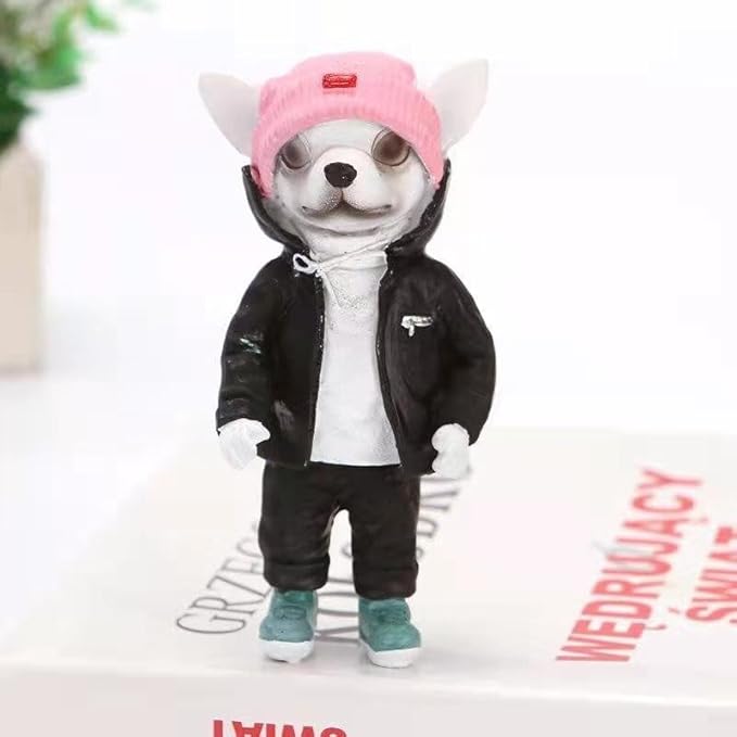 2025 Coolest Dog Sculpture for Home, Dog Statue Crafts Living Room Desktop Decorations,Handmade Casual Small Resin Animal Statue Ornament Home Decor Black