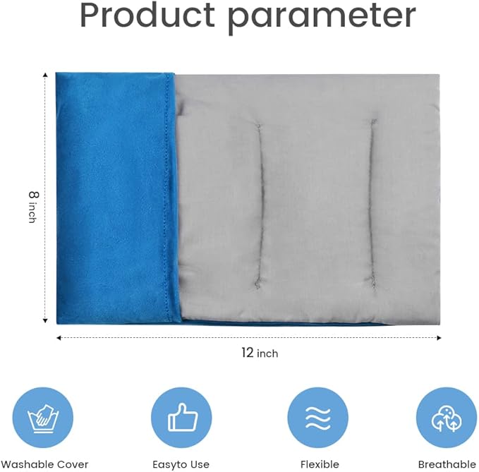 Heating Pad Microwavable with Washable Cover, 8 x 12 Multipurpose Microwave Heating Pad for Neck and Shoulders, Moist Heat Bean Bag Warm Compress for Knee, Muscles, Joints, Wrist (Light Blue)