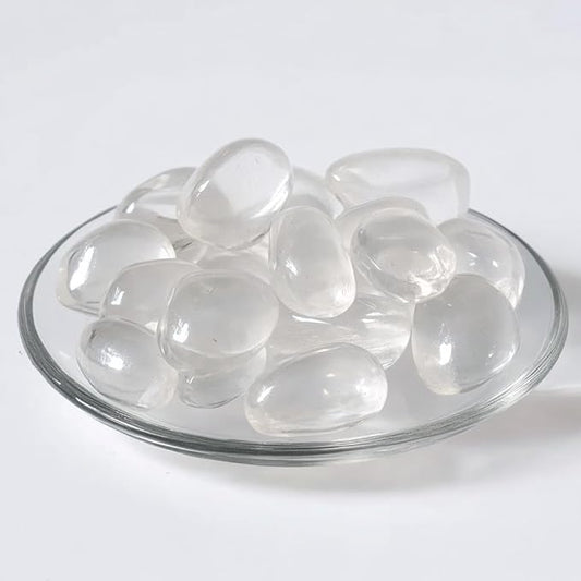 Polished Stone Set Clear Quartz Crystals, 0.8" Handpicked Tumbled Gemstones Rocks, Pebbles for Reiki, Chakra, Healing, Home Decor