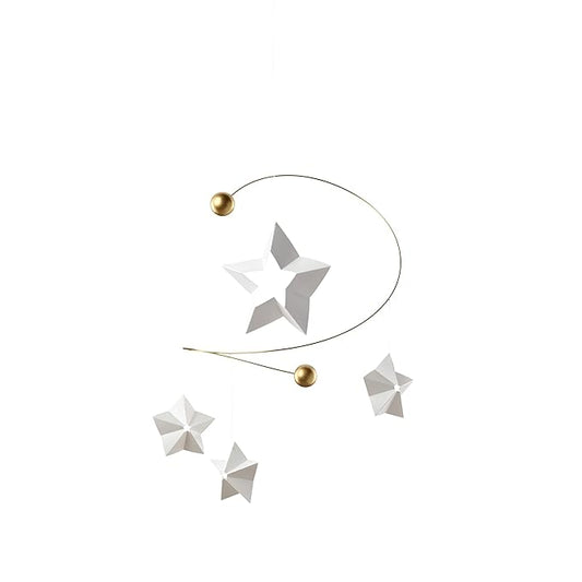 Starry Night 4 Mobile with 4 Hanging Stars - f163a - 10 inches - Handmade in Denmark by Flensted