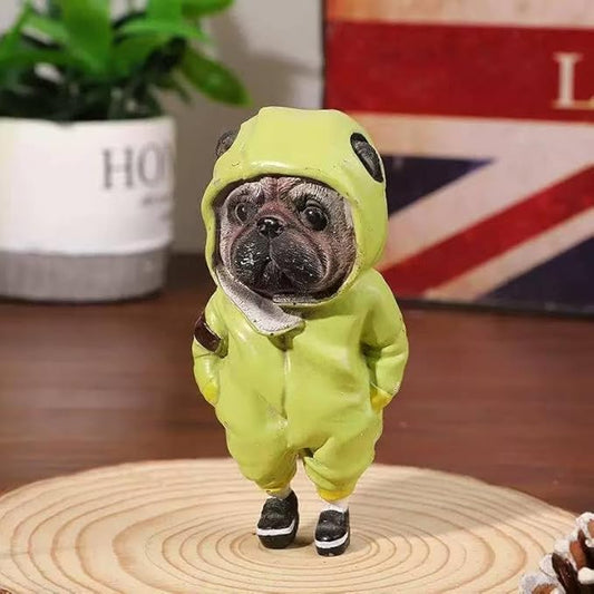 Cute Resin Backpack Dog Statue Crafts Living Room Desktop Decorations,Handmade Casual Small Resin Animal Statue Ornament Home Decor Green