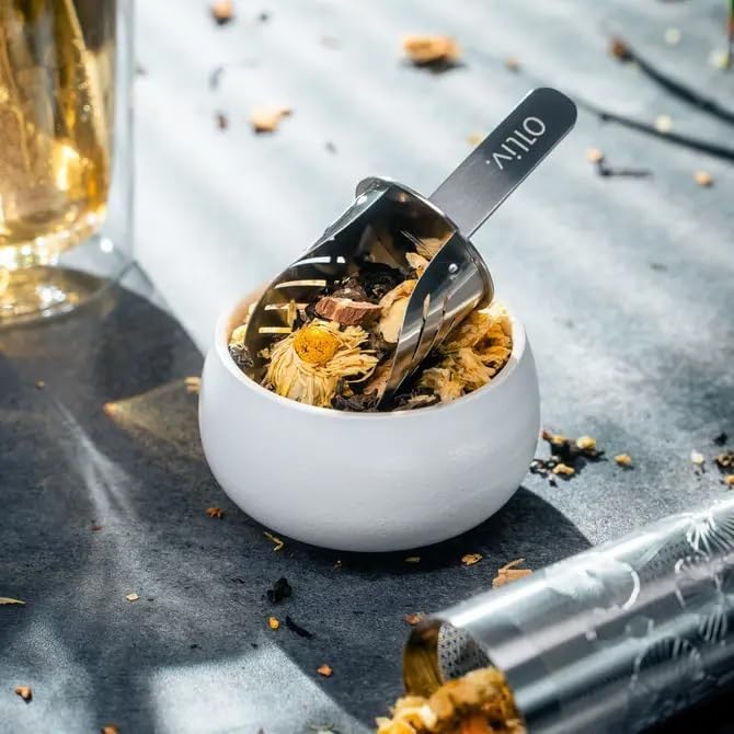 Stainless Steel Tea Infuser Stick with Scoop Lid for Loose Leaf Tea | Gold Reusable Tea Steeper Strainer, Long Handle Pipe Filter | Elegant Tea Accessory Gift for Tea Lovers