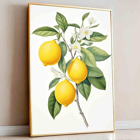 Lemon Tree Canvas Wall Art Still Life Kitchen Prints Fruit Market Canvas Vintage Botanical Fruit Abstract Wall Art Citrus Fruits Prints Still Life Painting Kitchen Picture Room Decor 16x24inch No Frame