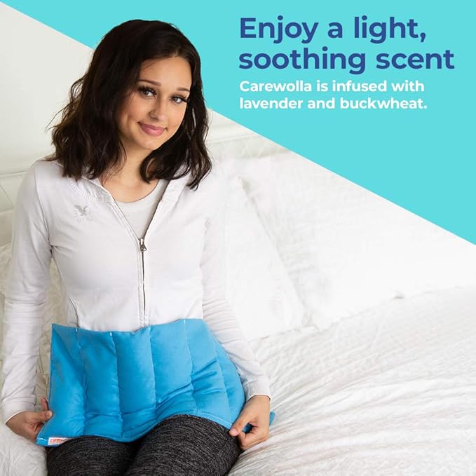 Microwave Heating Pad for Pain Relief, 9 x 22 Multipurpose Pads, Natural Buckwheat and Lavender Mix, Hot/Cold, Aromatherapy, Made in USA (Sky Blue)