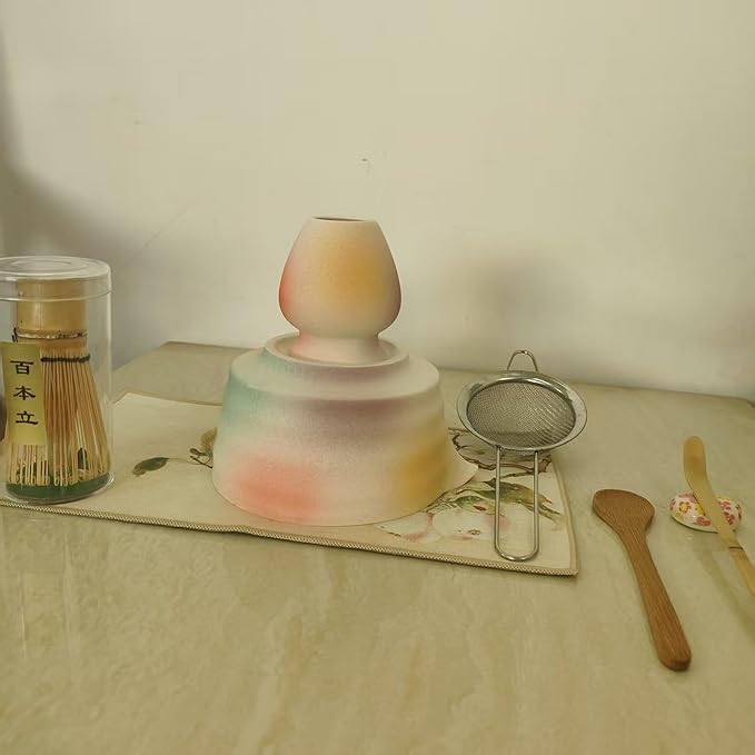 Ceramic Matcha Whisk Set, Complete Matcha Set-8PCS for Ceremonial Grade Matcha, Tea Gifts for Tea Lovers for Christmas, Birthday, Halloween (Rainbow Color)