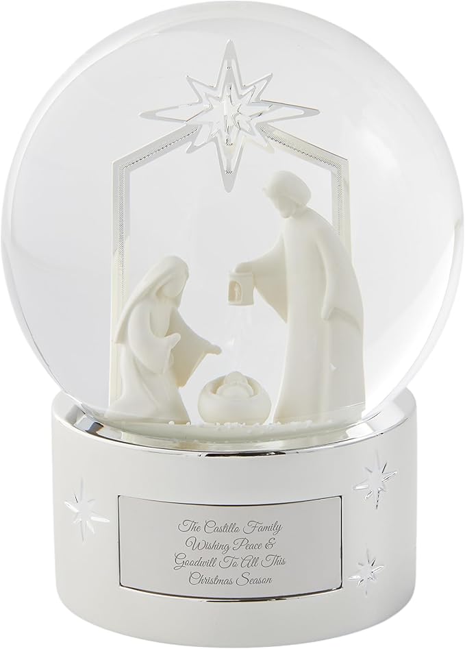 Things Remembered Engraved Nativity Musical Snow Globe (Free Customization), Plays Silent Night Music