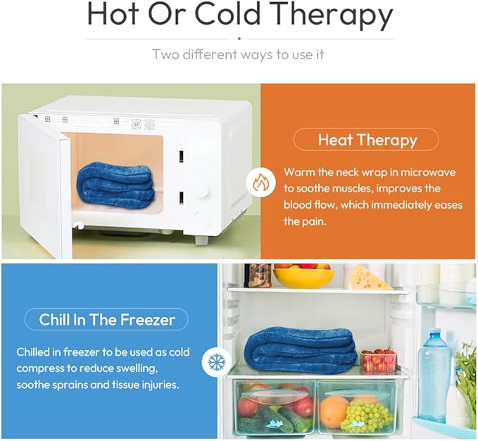 Microwavable Heated Neck Wrap Warmer and Shoulder Heating Pad Microwave, Weighted Microwave Heating Pad for Neck and Shoulders Hot and Cold Compress