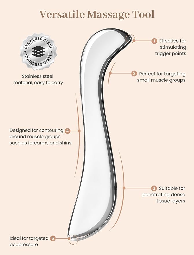 lifechill Stainless Steel Gua Sha Tools for Whole Body, Heavy-Duty Metal Muscle Scraper Tool for Pain Relief Deep Tissue, Fascia Massage Tools for Soft Tissue Therapy