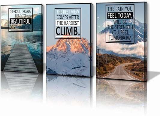 KAWAHONE Inspirational Wall Art, Motivational Quotes Decor Posters, landscape Canvas Wall Art, Positive Affirmations Canvas for Work Place Library, Gym,Office,Living Room