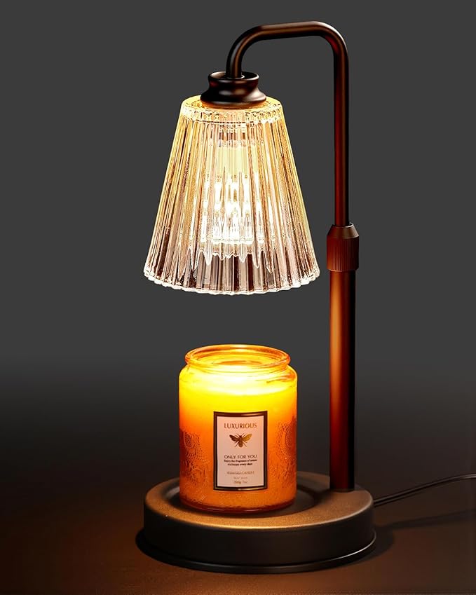 Candle Warmer Lamp with Timer Dimmable, Christmas Birthday Gifts for Women Mom, Adjustable Candle Warming Lamp with 2 Bulbs, Black Candle Lamp Warmer for Jar Scented Candles, House Warming Gifts