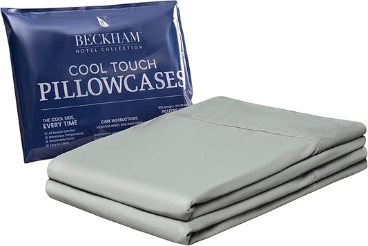 Beckham Hotel Collection Cooling Pillowcases for Hot Sleepers, King Size Set of 2, Cool Bedding, Envelop Closure, Silky Soft, Breathable, Moisture-Wicking, Dark Gray