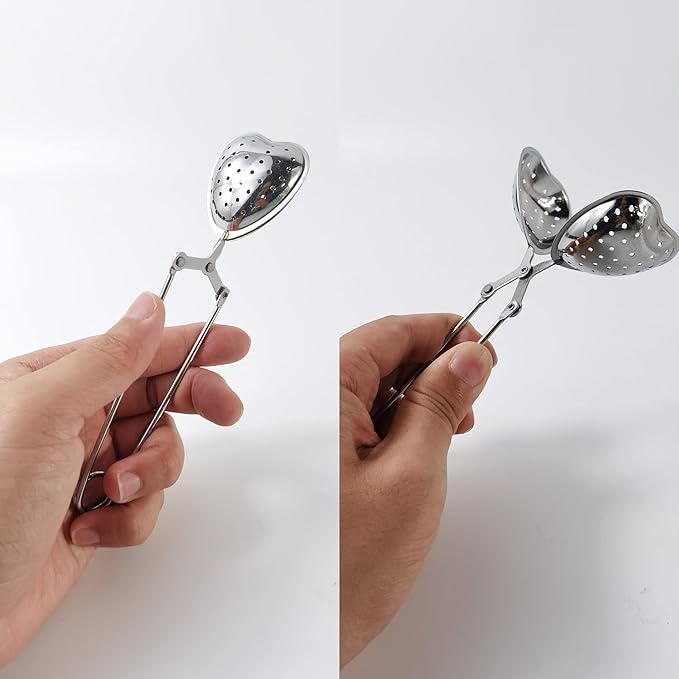 ROYHOO10PCS Stainless Steel Tea Filters Loose Leaf Tea Infuser Strainers Reusable Interval Diffuser Heart-shaped Tea Partition Spoon