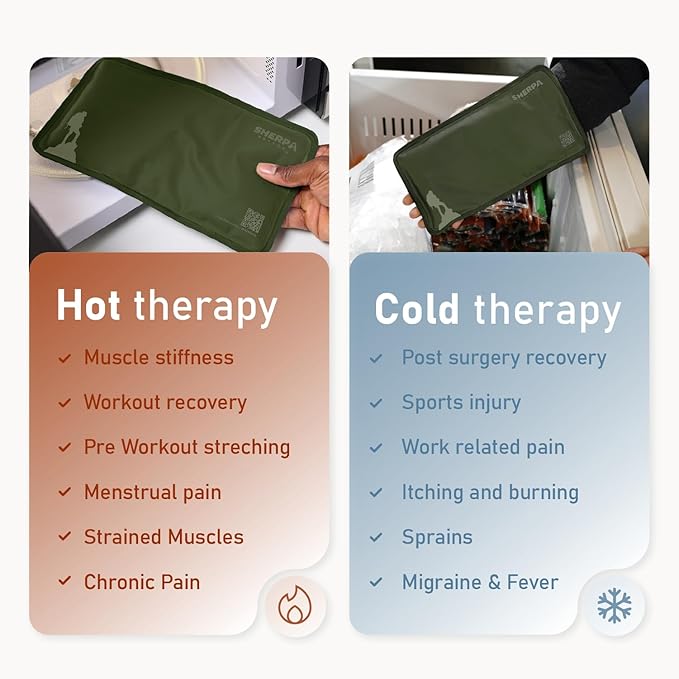 Medium Flexible Gel Ice Packs for Injuries Reusable - Soft Hot and Cold Packs for Injuries for Ankle, Arm, Foot, Leg, Back Pain Relief - 8" x 12" - 2PK - Green