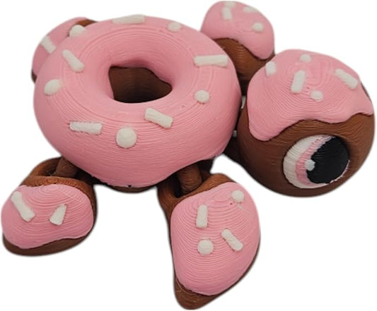 Articulating Turtle Fidget Animal Figurines – Unique 3D Printed Collectibles, Poseable Desk Animals For Adults, Stress Relief and Display Gift (DONUT BABY TURTLE)