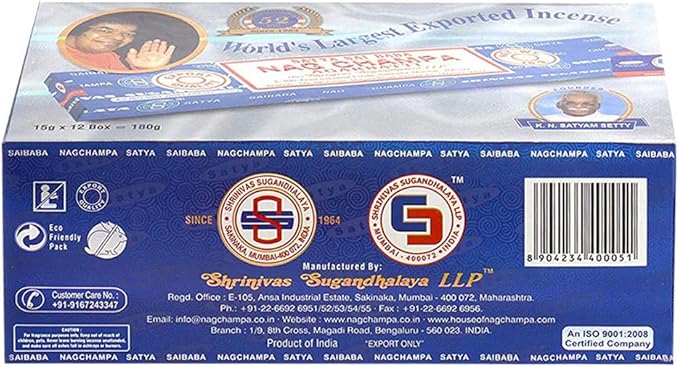 Nag Champa Incense Sticks 15g x 12 and Incense Stick Holder Bundle
