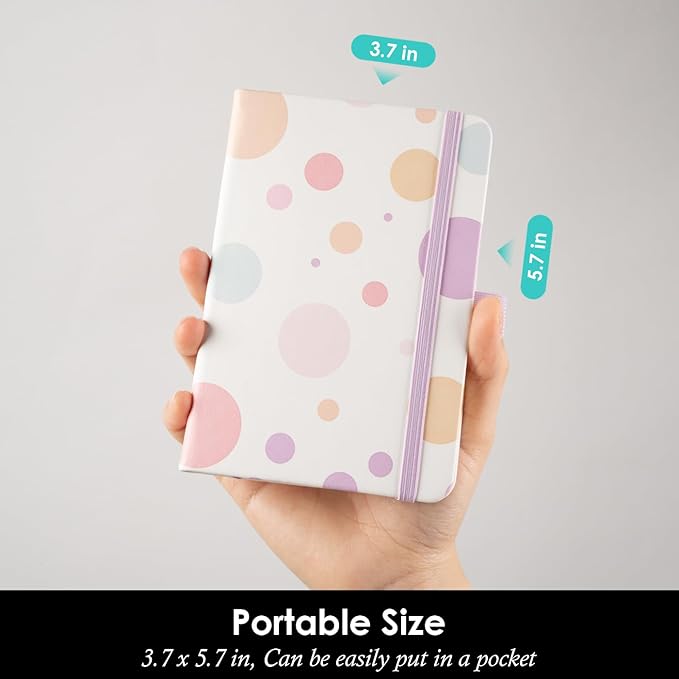 Small Journal Pocket Notebook with Pen, 3 Pack Cute Mini Notebook for Girls/Kids/Women, (Color Bubbles) 3.7" x 5.7", 100GSM Lined Paper, Aesthetic Hardcover Leather Cover Note Pad