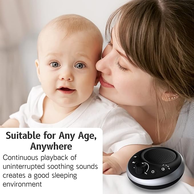 (2024 Upgrade)Rechargeable Portable Brown Noise Machine 2000mAH Large Battery Sound White Noise Machine 30 Soothing Sounds for Baby Kids Adults Sleep Machine Auto-Off Timer for Travel Camping and Home