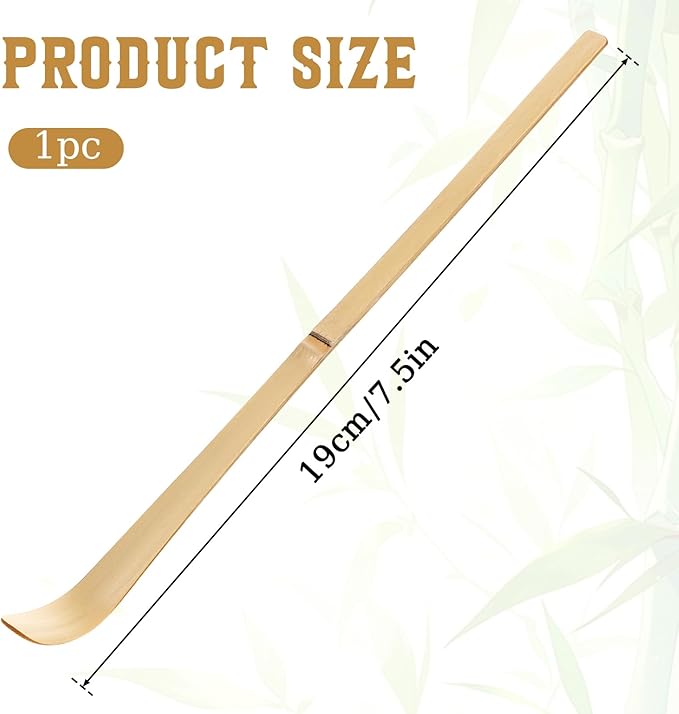Matcha Scoop Bamboo, 19cm/7.4in Japanese Chashaku Hooked Green Tea Scoops Natural Bamboo Tea Scoop Ceremony Accessories for Coffee, Teas and Espresso