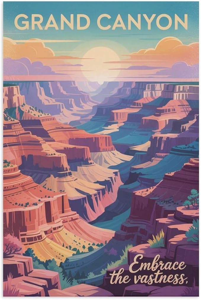 Motivational Canvas Grand Canyon Inspirational Poster Embrace The Vastness for Meditation Living Room Creative Studio Décor Print Poster Unframe-style 16x24inch(40x60cm)