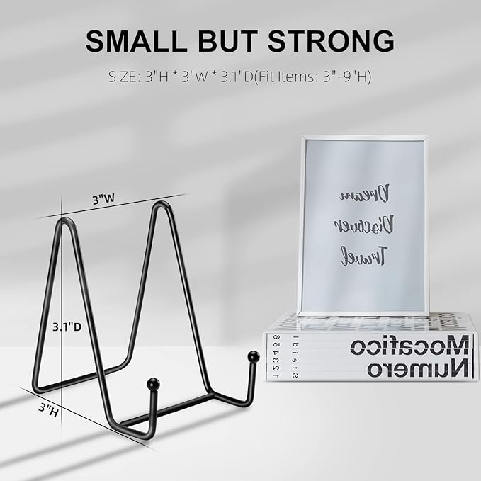 Kruodop 5 Pack Plate Stands for Display, 3 Inch Plate Holder Display Stand, Metal Frame Holder Stands for Book, Pictures, Photo Easel, Tabletop Art