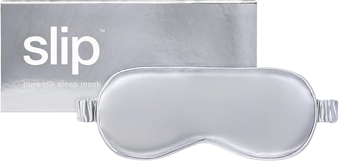 slip Pure Silk Sleep Mask - 100% Pure 22 Momme Mulberry Silk Eye Mask - Comfortable Sleeping Mask with Elastic Band + Filler and Internal Liner, Silver