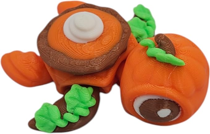 Articulating Turtle Fidget Animal Figurines – Unique 3D Printed Collectibles, Poseable Desk Animals For Adults, Stress Relief and Display Gift (JACK THE PUMPKIN PIE TURTLE)