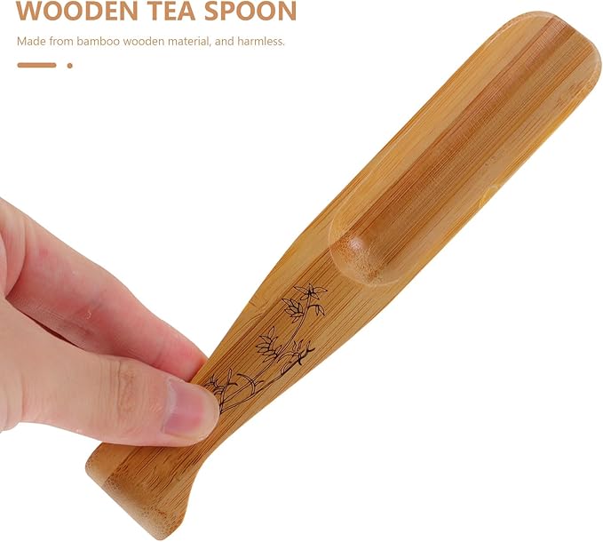 Yardwe Bamboo Wooden Tea Spoon, Compact Fishtail Shaped Scoop for Tea, Coffee, Sugar, Condiments, Ideal Teaware Accessory for Home, Office, Restaurant, 6.49 X 1.18 X 0.47 Inch