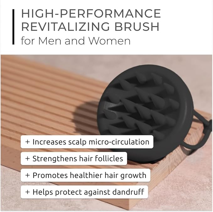 DS Labs Revitalizing Scalp Brush - Silicone Shampoo Massager for a Cleaner, Fresher, Feeling Scalp, Lifts Build Up & Boosts Lather, Ergonomic, Water Resistant, for All Hair Types