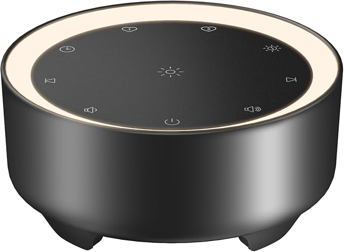 Kipcush Sound Machine & Night Light for Adults, Baby, Kids. White Noise Machine with 20 Soothing Sleep Sounds. Small Size & Portable Design for Bedroom (Black, Small)