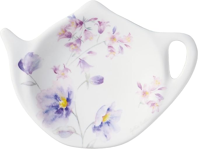 Supreme Housewares Lavender Tea Bag Holders, Teapot Shaped Tea Bag Coasters Spoon Rests Saucer Seasoning Dish Set, Purple, 4 x 3 Inch, Set of 4