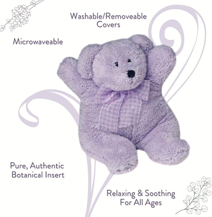Sonoma Lavender Microwaveable Aromatherapy Pillow, Plush Bear, Lavender Scented with Removable Washable Cover, Lou The Lavender Bear