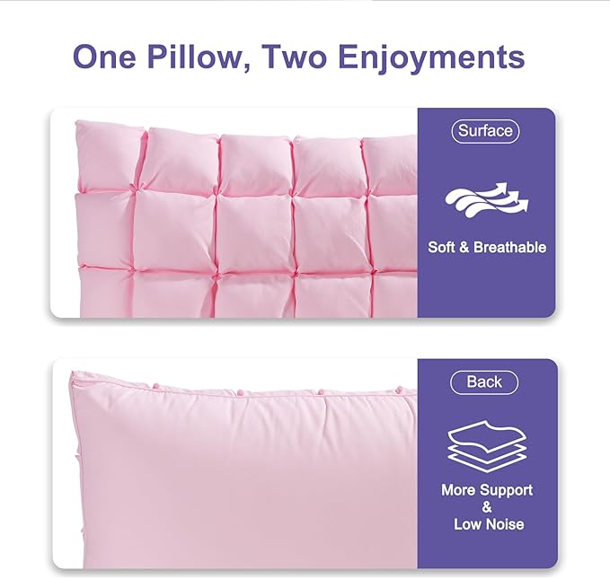 YOUR MOON Super Support Soft Down-Alternative Pillow Standard Size, Fluffy Soft Luxury Hotel Gel Sleeping Pillows, Bed Pillows for Side Sleepers(Pink)