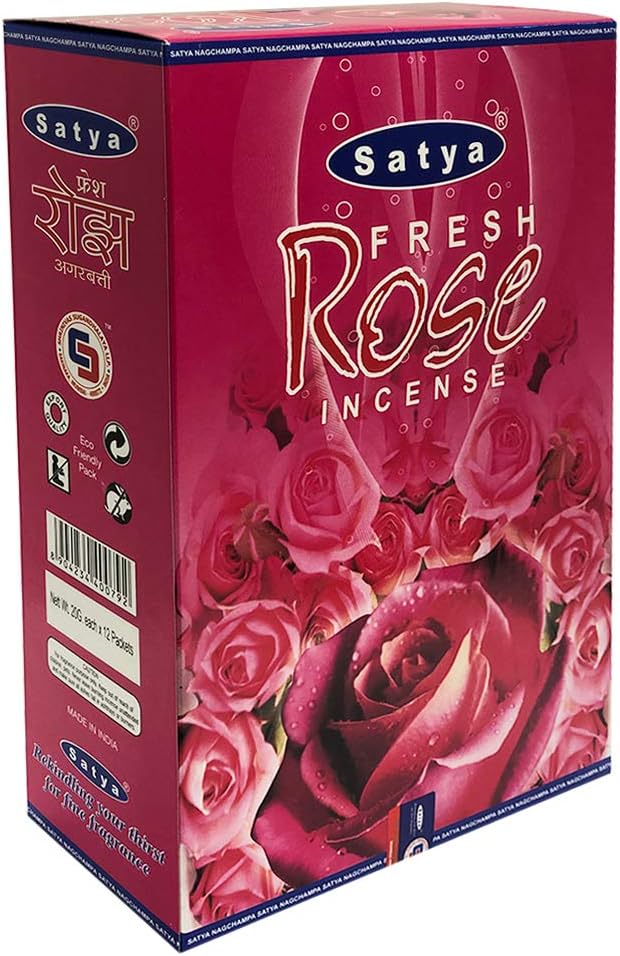 Fresh Rose Incense Sticks and Incense Stick Holder Bundle Insence Insense Satya