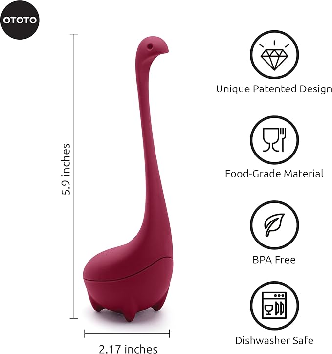 Cute Tea Infuser by OTOTO - Loose Leaf Tea Steeper, Tea Accessories, Tea Diffusers, Tea Infuser for Loose Leaf Tea, Tea Strainers, Cute Gifts, Tea Gift Set, Kitchen Gifts, Cooking Gadgets