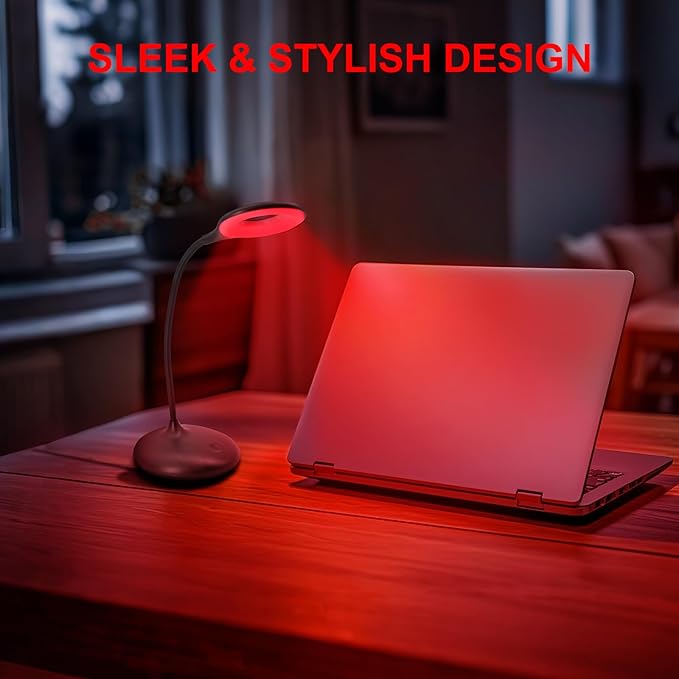 Red Light - No Blue Light Lamp - Modern LED Rechargeable Table Lamp - Rechargable Desk Lamp - Table Lamp for Whole House - Bedside Touch Lamp - No Flicker LED (630nm Red), Black