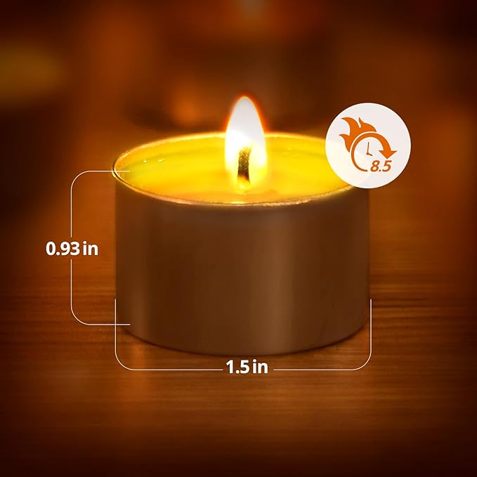 Unscented Palm Tea Lights Candles 50 Pack Bulk, 8 to 9 Hours Long Burning White Tea Lights,Non-Paraffin, Smokeless, Mini Tealight Candles for Wedding, Table Centerpiece, Party, Power Outages