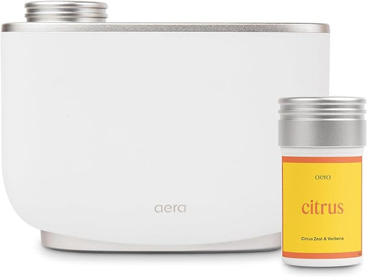 AERA Smart Home Fragrance Diffuser and Citrus Scent Refill Bundle - Alexa Compatible, Hypoallergenic, Family and Pet Safe, App Controlled