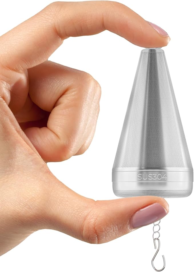 Extra Small Cone Tea Infusers for Loose Leaf Tea, 304 Stainless Steel Tea Strainer Fine Mesh, 1.8” x 3” Loose Leaf Tea Steeper with a Drip Tray