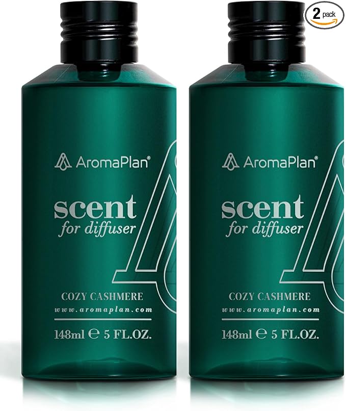 AromaPlan Hotel Scents Cozy Cashmere 5 Fl Oz (2 Pack), Luxury Aroma & Hotel Fragrance Diffuser Oil- Hotel Diffuser Oil for Aromatherapy- USA Made, Bigger Bottle, Bolder Aroma & Longer Lasting