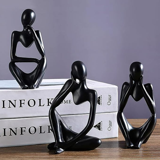 Thinker Statues and Sculptures,Sandstone Resin Thinker Statue Ornaments, Abstract Style Sculptures, Housewarming Gifts, Home Decorations, Living Room Desk Decor (Black)