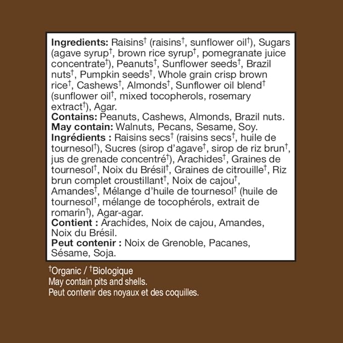 Taste of Nature Organic Peanut Snack Bar - Healthy, Gluten Free, Non GMO, Vegan Snack Bars with Mixed Nuts, Fruits and Seeds - 16-Count Snack Pack