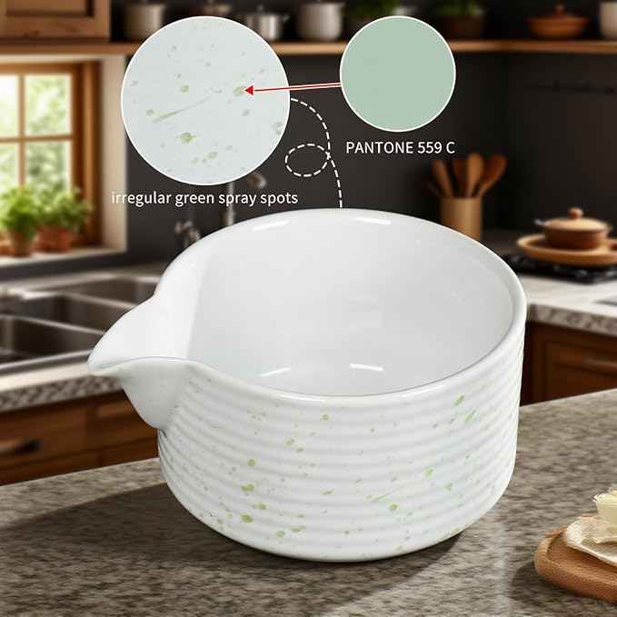 Matcha Bowl Set, Matcha Whisk and Holder, Stainless Sifter & Bamboo Scoop, Towel, 7 PCS Matcha Starter Kit for Matcha Lovers, White