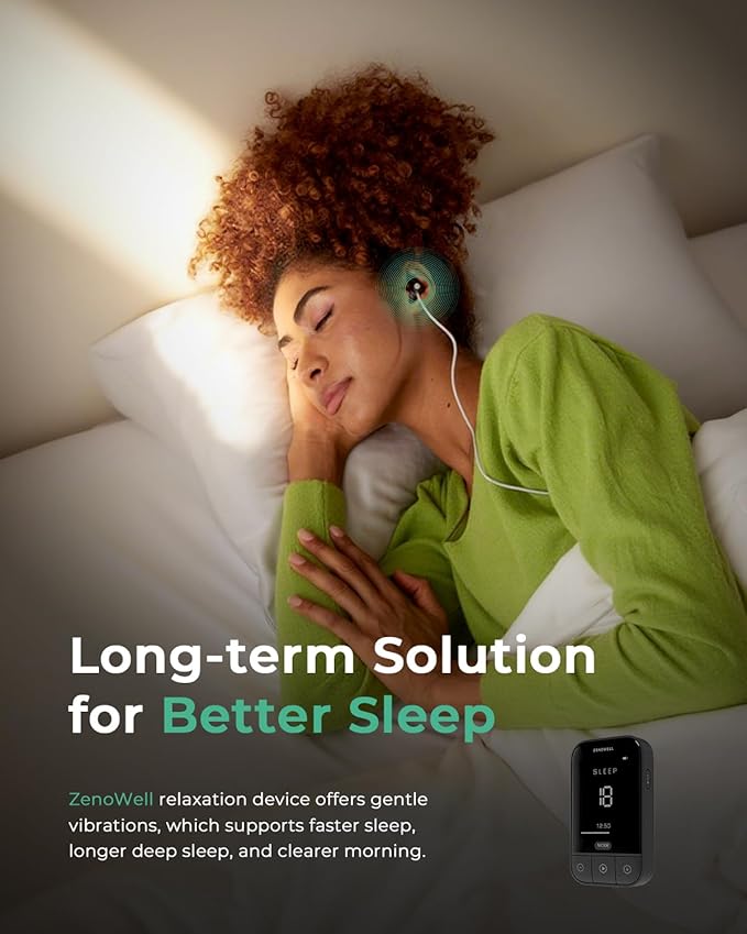 Relaxation Device for Better Sleep, Stress Relief, Calm, Anxiety Relief, Sleep Aid Device for Adults, Portable Zenowell Vita, Boost Energy and Focus, No Apps Required