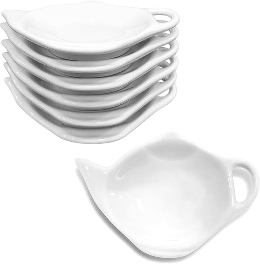 6 Pack Porcelain Tea Bag Coasters,Tea Bag Holder for Used,Classic Teaspoon Rest Pad Heat-Resistant Coasters Cute Dish Saucer Teabag Caddy Holder Set for Organizing Tea Time (6)
