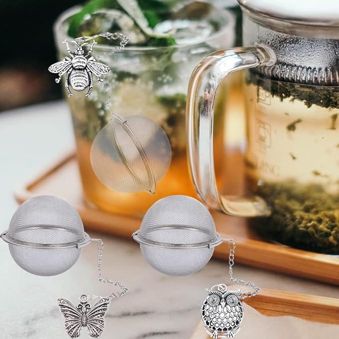 Tea Infusers for Loose Tea 3 Sets Tea Infuser Loose Leaf Tea Steeper Tea Stainless Steel Ball Mesh Tea Strainer Filters with Metal Pendant (Metal Animal)