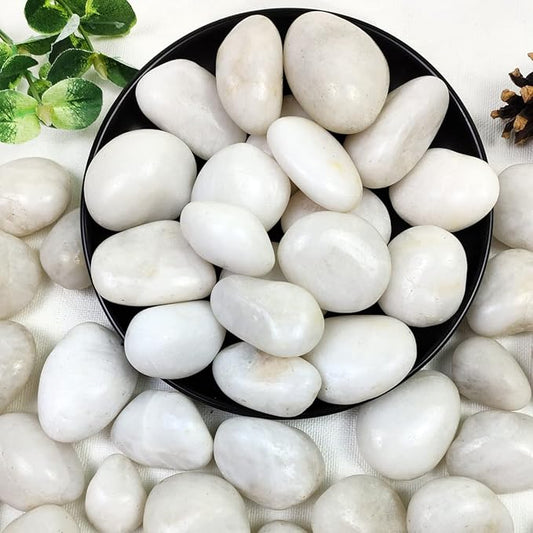 2lbs White River Rocks, 1-2 Inch Natural Pebbles for Indoor Plants, High Polished Decorative Stones Vase Filler Fish Tank Aquariums Landscaping Garden Outdoor and Indoor DIY