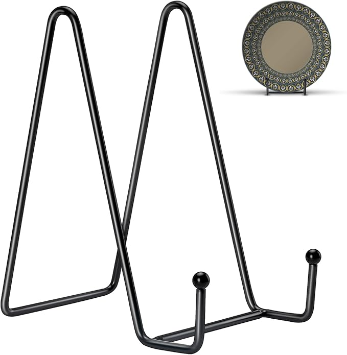 Kruodop 10 Pack Plate Stands for Display, 6 Inch Plate Holder Display Stand, Metal Frame Holder Stands for Book, Pictures, Photo Easel, Tabletop Art