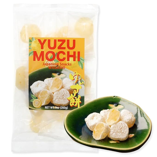 Yuzu Mochi Candies – Japanese Citrus Rice Cake, Refreshing Yuzu Flavor, Traditional Wagashi, Individually Wrapped, Chewy Sweet Snack, japanese snacks, Japanese food, 9oz (260g)